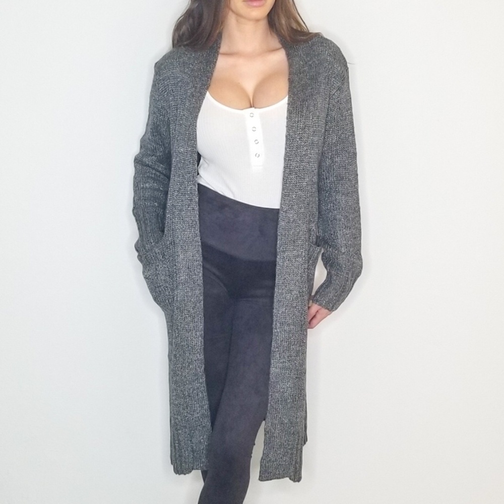 Grey Cable Duster Sweater